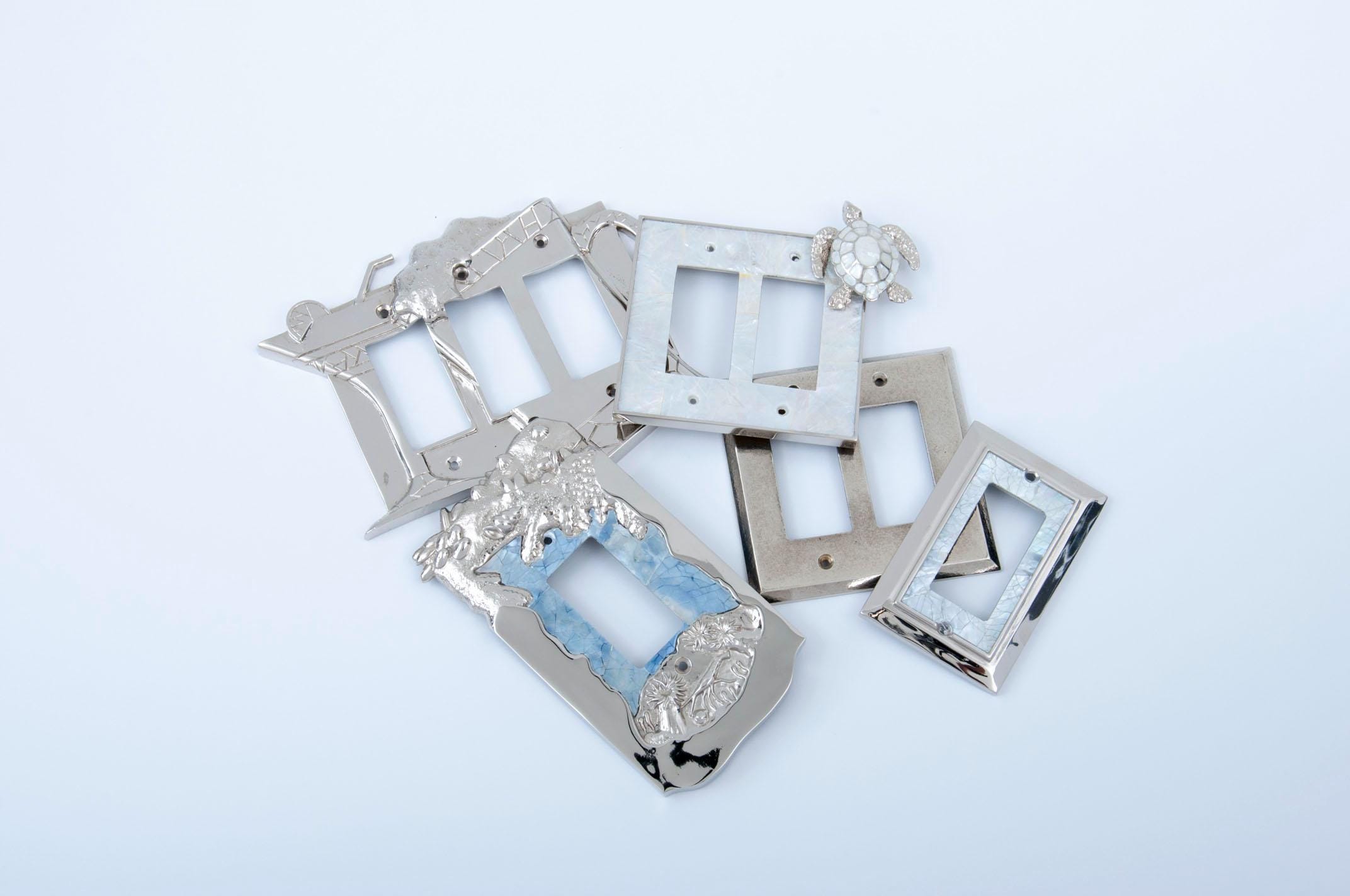 Penshell Frame Blue Pearl Penshell Beach Themed With Polished Nickel Frame Toggle ...
