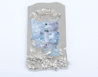 Switch Plate, Single Toggle, Blue Mother of Pearl with Polished Nickel