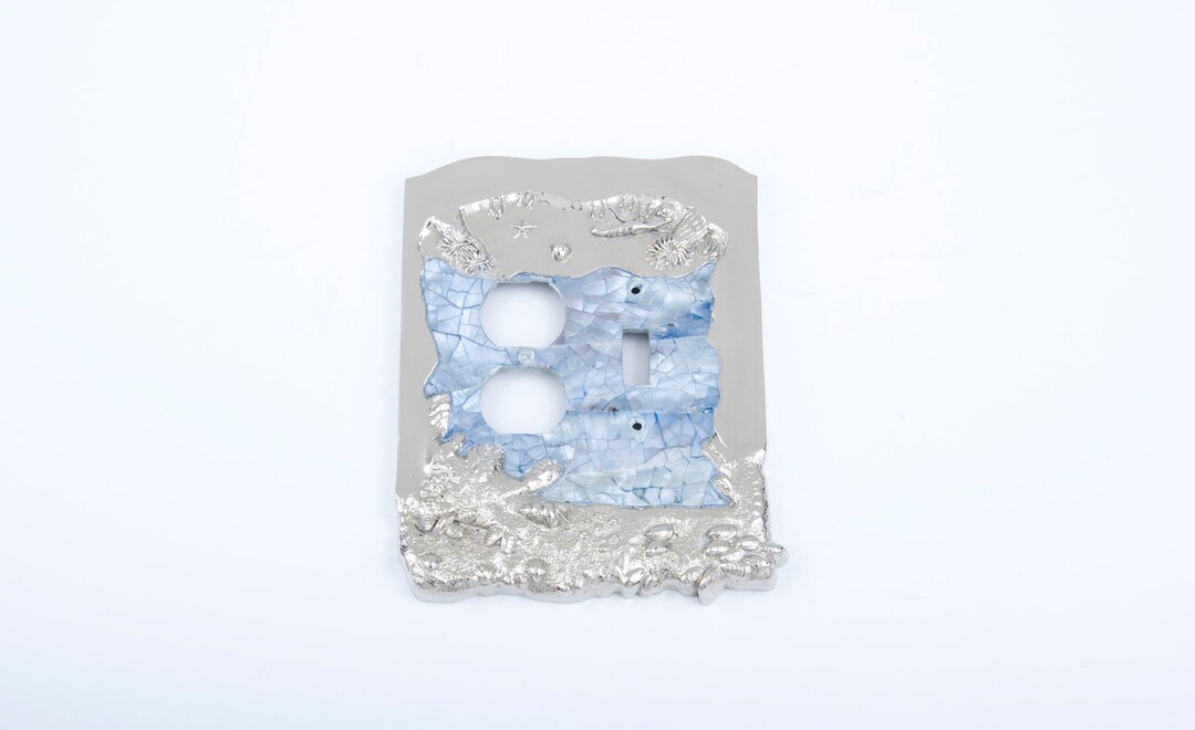Penshell Frame Blue Pearl Penshell Beach Themed With Polished Nickel Frame Toggle ...