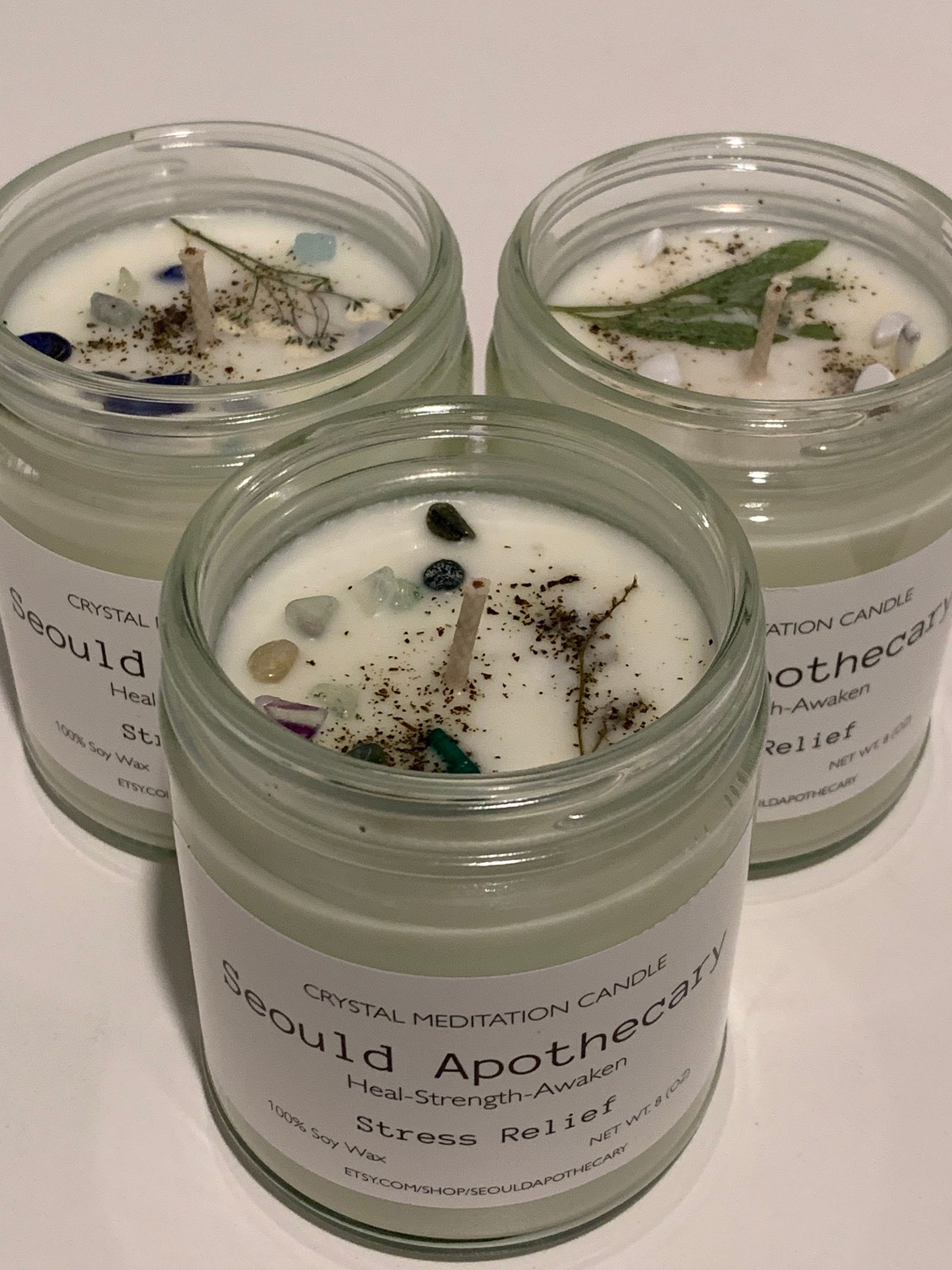 Stress Relief Meditation Crystal Smudge Candle / Ritual Candle Etsy