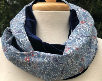 Liberty London Infinity Scarf: Strawberry Thief Tana Lawn & Velvet