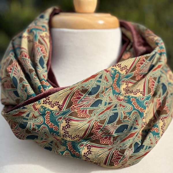 Liberty of London Scarf | Women’s Gift | Mother’s Day Gift | Infinity Scarf | Mom Gift | Ianthe | Tana Lawn | Velvet