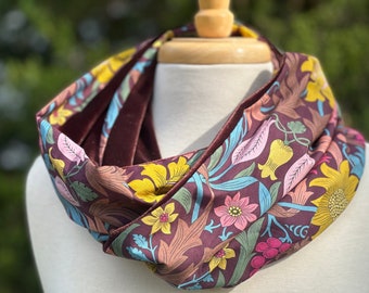 Handmade Liberty London Infinity Scarf: Standen Tana Lawn & Velvet