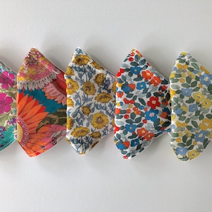 Cute Liberty of London face mask with nose wire, handmade for teens & adults, pretty lightweight and washable cotton designer floral fabric