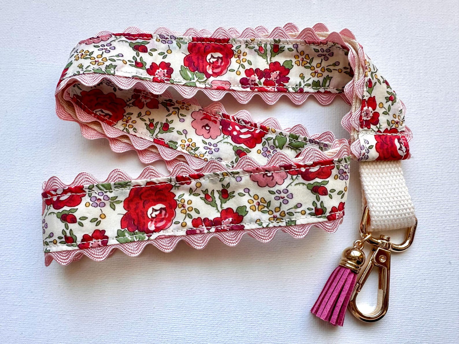 Liberty London Floral Lanyard, Pink Tassel, Ric Rac Trim, Handmade - Etsy
