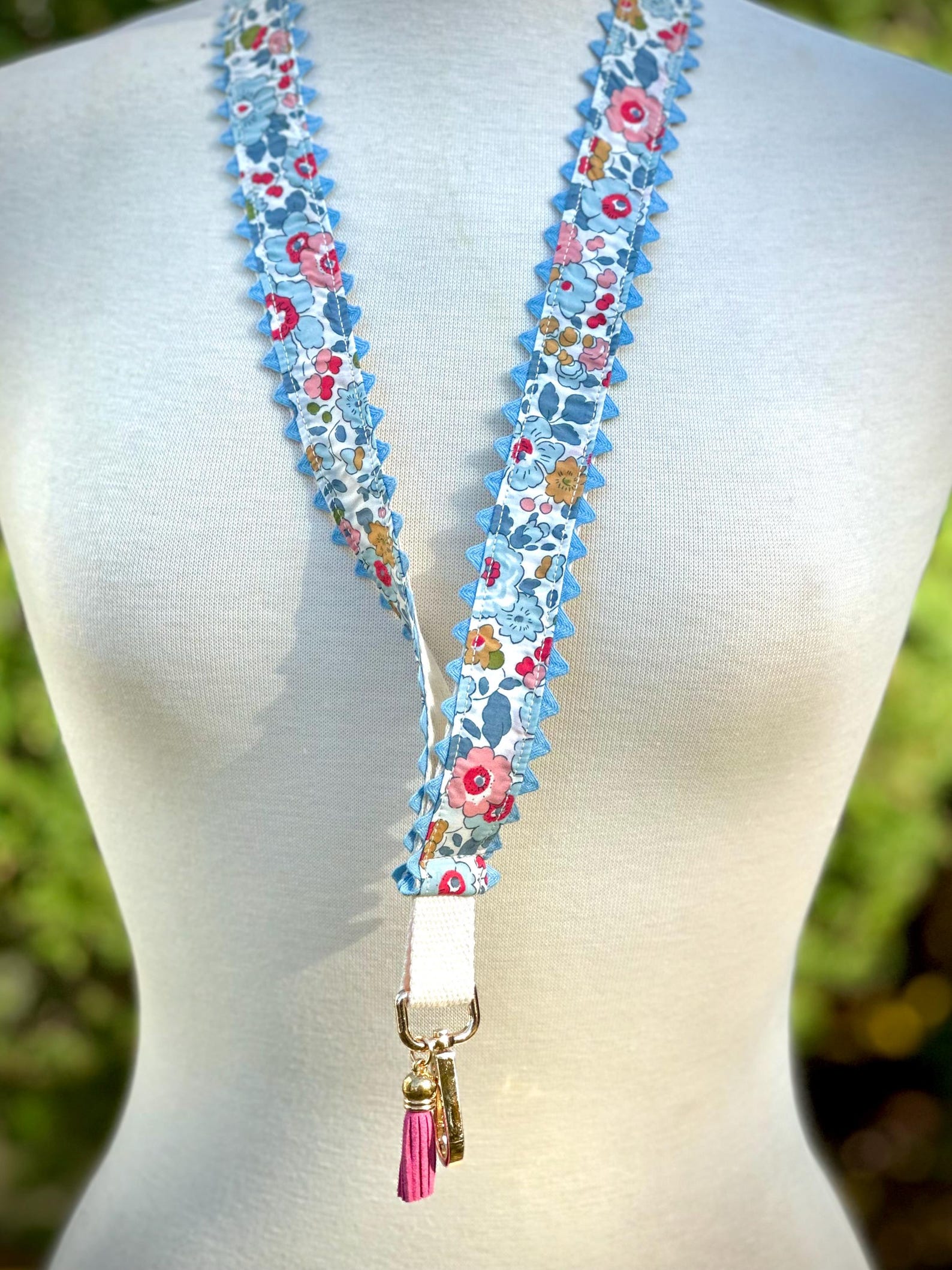 Liberty London Floral Lanyard, Pink Tassel, Ric Rac Trim, Handmade - Etsy