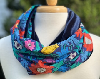 Handmade Liberty London Infinity Scarf: Standen Tana Lawn & Velvet