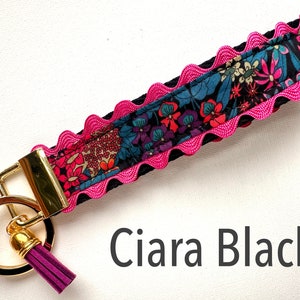 Liberty of London Fabric Keychain Key Fob Wristlet | Colorful Leather ...