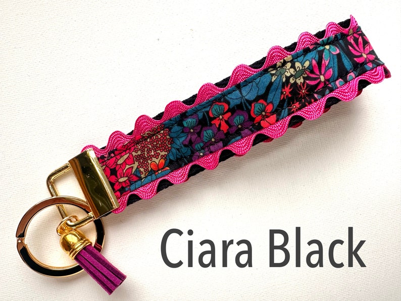 Liberty of London Fabric Keychain Key Fob Wristlet | Colorful Leather ...