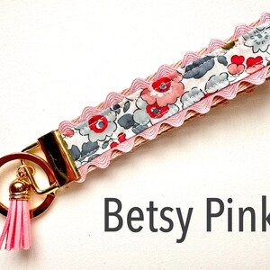 Liberty of London Fabric Keychain Key Fob Wristlet | Colorful Leather ...