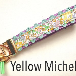 Liberty of London Fabric Keychain Key Fob Wristlet | Colorful Leather ...