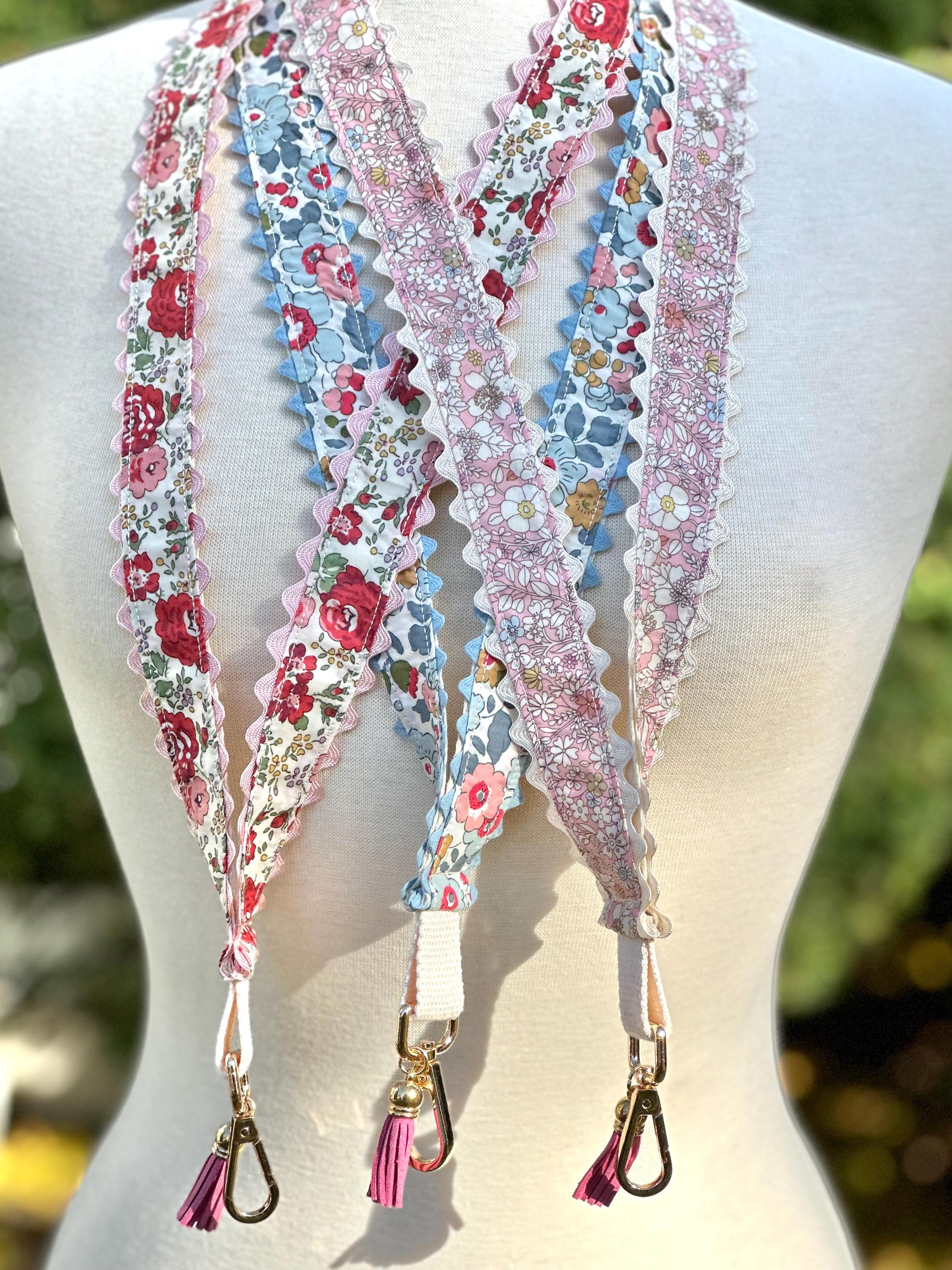 Liberty London Floral Lanyard, Pink Tassel, Ric Rac Trim, Handmade - Etsy