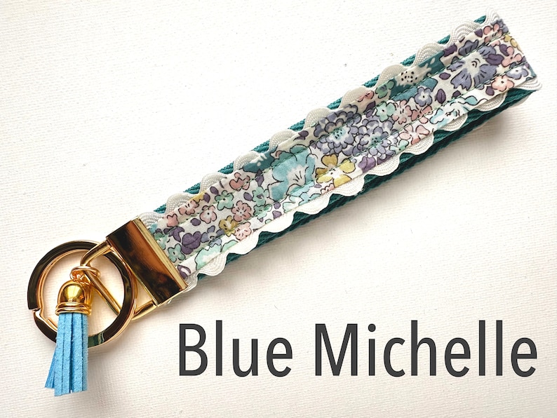 Liberty of London Fabric Keychain Key Fob Wristlet | Colorful Leather ...