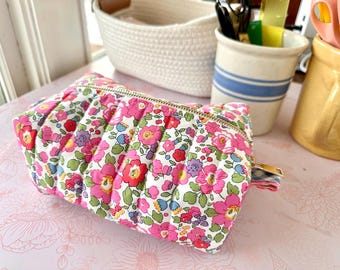 Handmade Liberty London Betsy Floral Quilted Makeup Bag