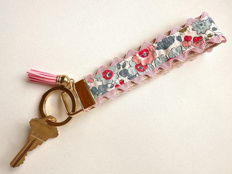 Liberty of London Fabric Keychain Key Fob Wristlet | Colorful Leather ...