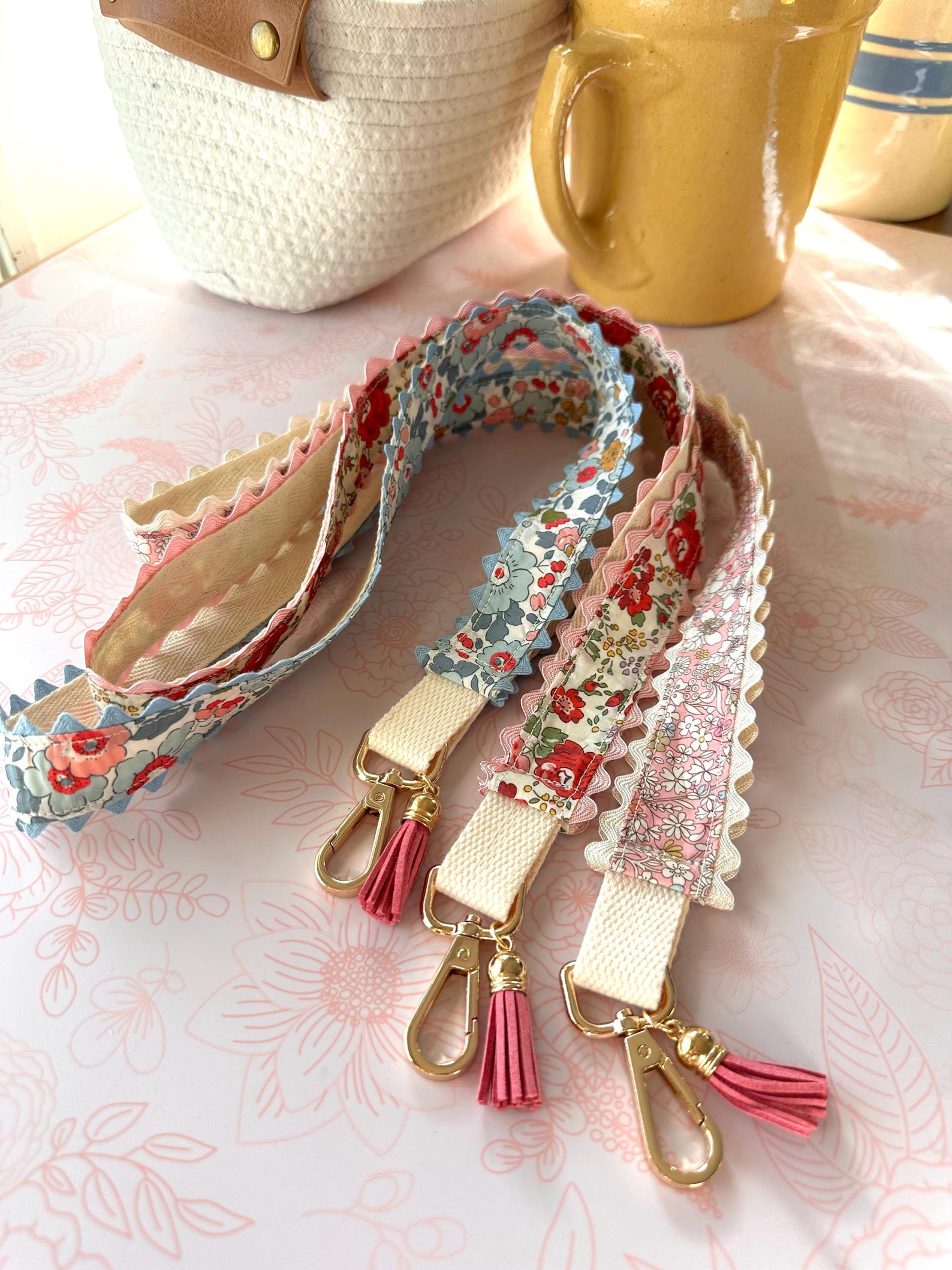 Liberty London Floral Lanyard, Pink Tassel, Ric Rac Trim, Handmade - Etsy