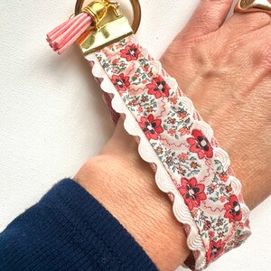 Liberty of London Fabric Keychain Key Fob Wristlet | Colorful Leather ...