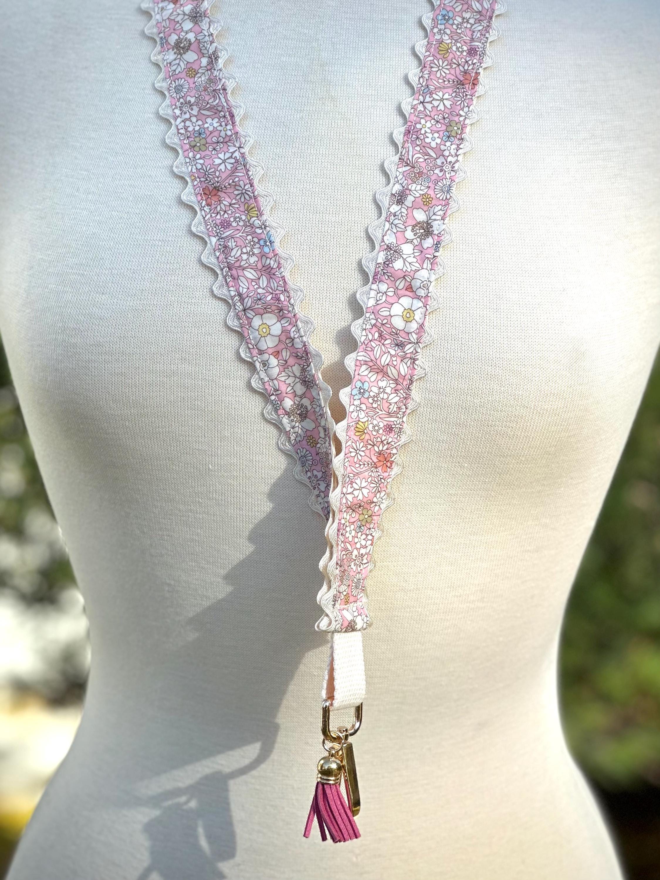 Liberty London Floral Lanyard, Pink Tassel, Ric Rac Trim, Handmade - Etsy