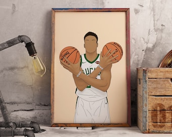 Giannis Antetokounmpo Faceless Line Art Illustration Poster DIGITAL Print