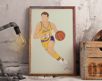 DIGITAL Jerry West Faceless Line Art Illustration Poster DIGITAL Print