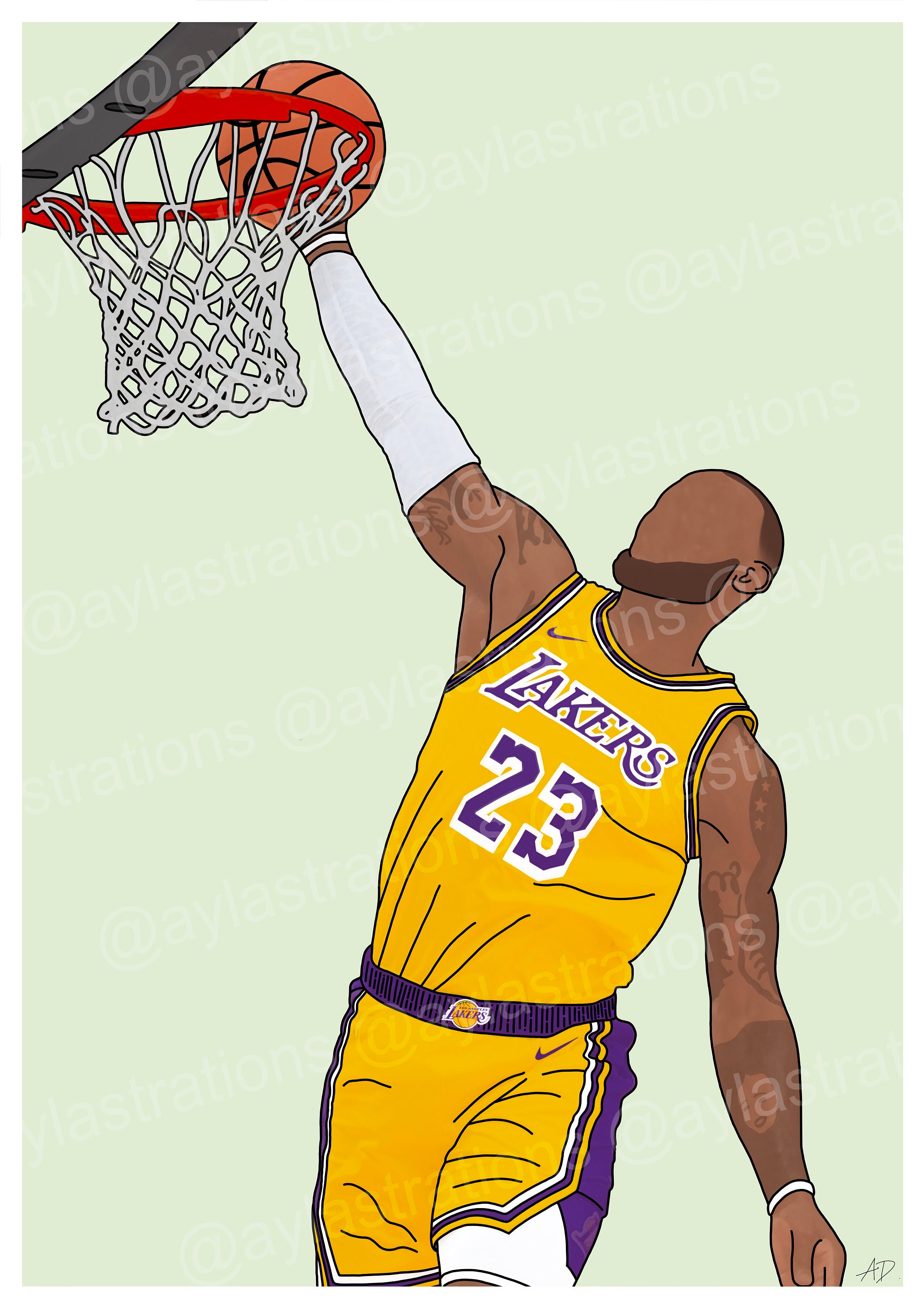 LeBron James dunking during LA Lakers game Faceless Line Art | Etsy