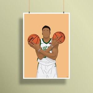 PRINT: Giannis Antetokounmpo Faceless Line Art Illustration Poster Print