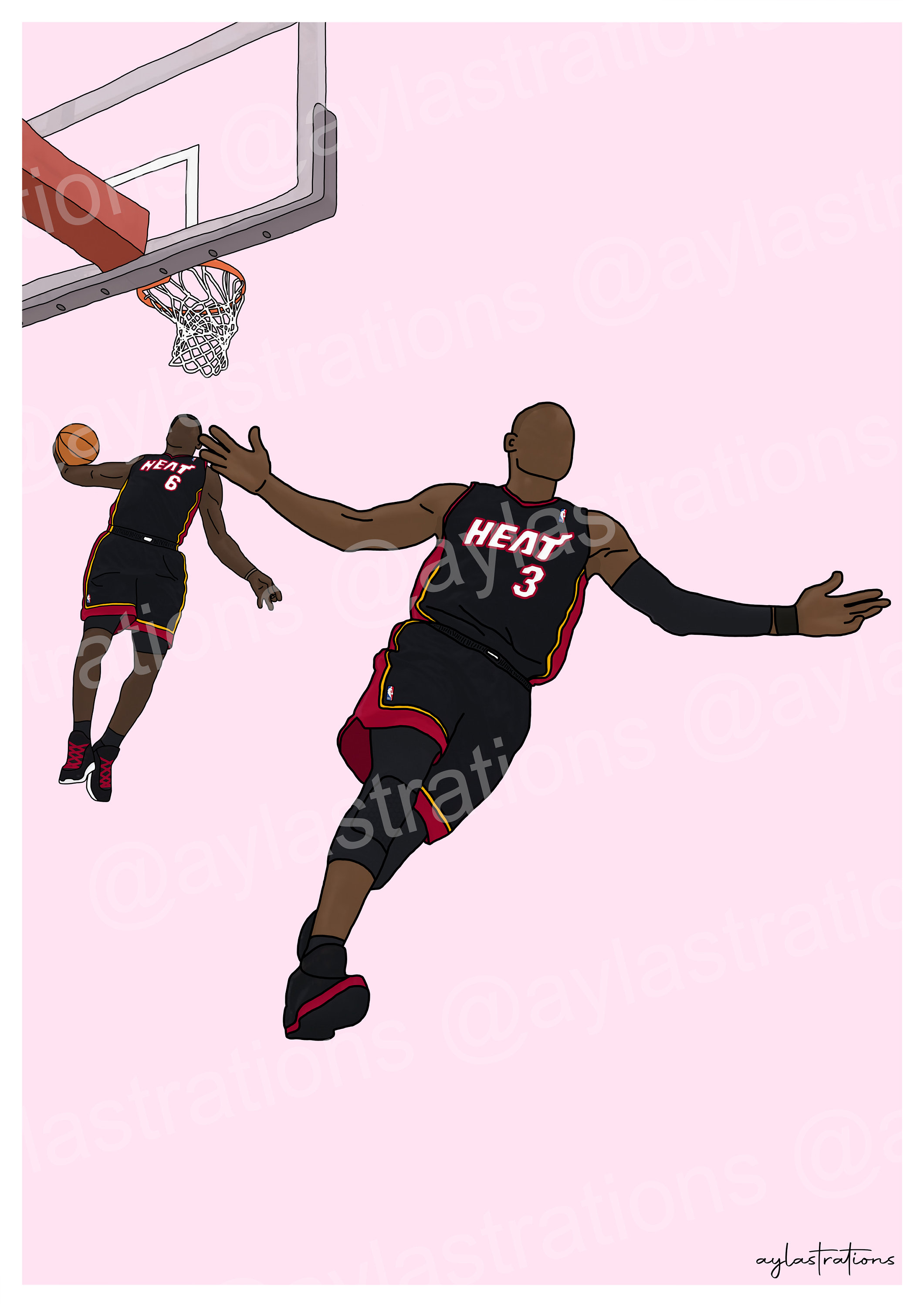 Lebron James and Dwyane Wade Alley Oop Faceless Line Art DIGITAL Poster Etsy Canada
