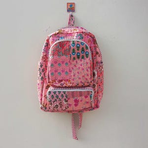 Cotton Quilted Patchwork Backpack, Stylish Multi-Color Bag, Great for Commuting or Leisure, Special Gift for Fashion Lovers Christmas Gift