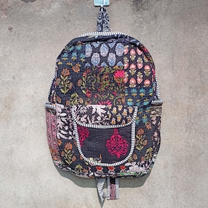 Indian Cotton Quilted Patchwork Backpack, Stylish Multi-Color Bag, Great for Commuting or Leisure, Special Gift for Fashion Lovers Christmas
