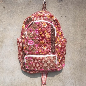 Cotton Quilted Patchwork Backpack, Stylish Multi-Color Bag, Great for Commuting or Leisure, Special Gift for Fashion Lovers Christmas Gift