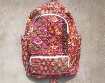 Cotton Quilted Patchwork Backpack: Stylish Floral Travel Bag