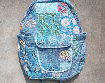 Handmade Quilted Cotton Backpack: Sustainable Travel Laptop  display picture 1