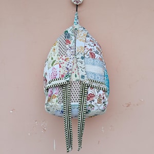 Indian Cotton Hand Quilted Patchwork Backpack, Great for Commuting or Leisure, Stylish Multi-Color Bag,  Special Gift for Fashion Lovers