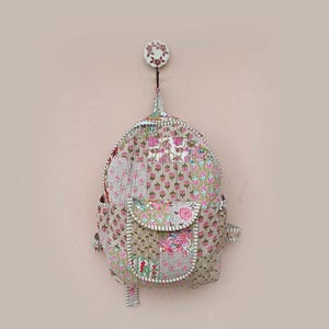 Indian 100% Cotton Quilted Patchwork Backpack, Stylish Multi-Color Bag, Great for Commuting or Leisure, Special Gift for Fashion Lovers