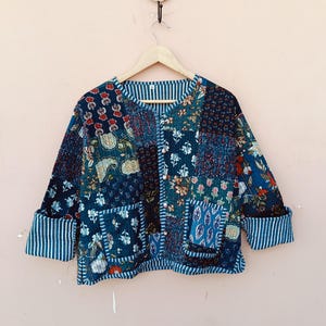 Handmade Cotton Quilted Jacket: Floral Patchwork Reversible Coat