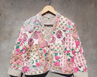 Floral Patchwork Cotton Quilted Jacket: Lightweight Fall Layer