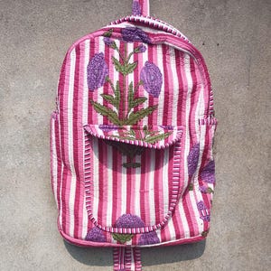 Indian Pure Cotton Patchwork Quilted Backpack, Stylish Multi-Color Bag, Great for Commuting or Leisure, Special Gift for Fashion Lovers