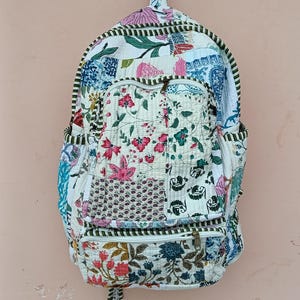 Indian Cotton Quilted Patchwork Backpack, Great for Commuting or Leisure, Stylish Multi-Color Bag,  Special Gift for Fashion Lovers