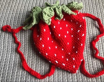 crochet strawberry backpack