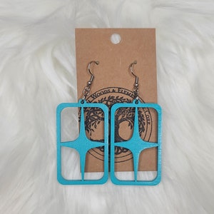 Mid Century Modern Starburst Wood Earrings