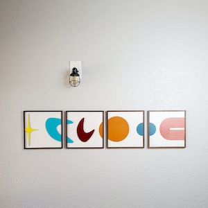Mid Century Modern Wall Art, Handmade Retro MCM Atomic Artwork