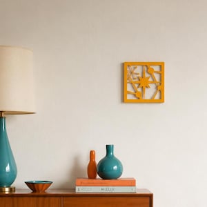 Mid Century Modern Atomic Starburst Wood Wall Art Panel Set