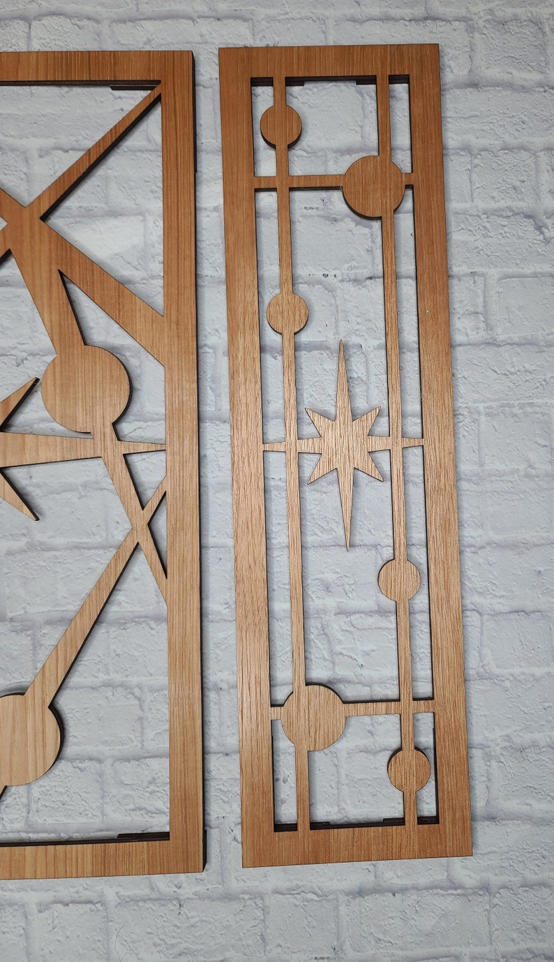 Mid Century Modern 3 Panel Wood Wall Art Triptych Retro MCM - Etsy