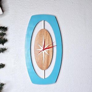 Mid Century Modern Wood Wall Clock, Retro Wall Clock, Atomic Clock