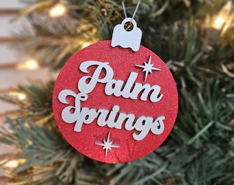 Mid Century Modern Palm Springs Wood Ornament: Retro Christmas Decor