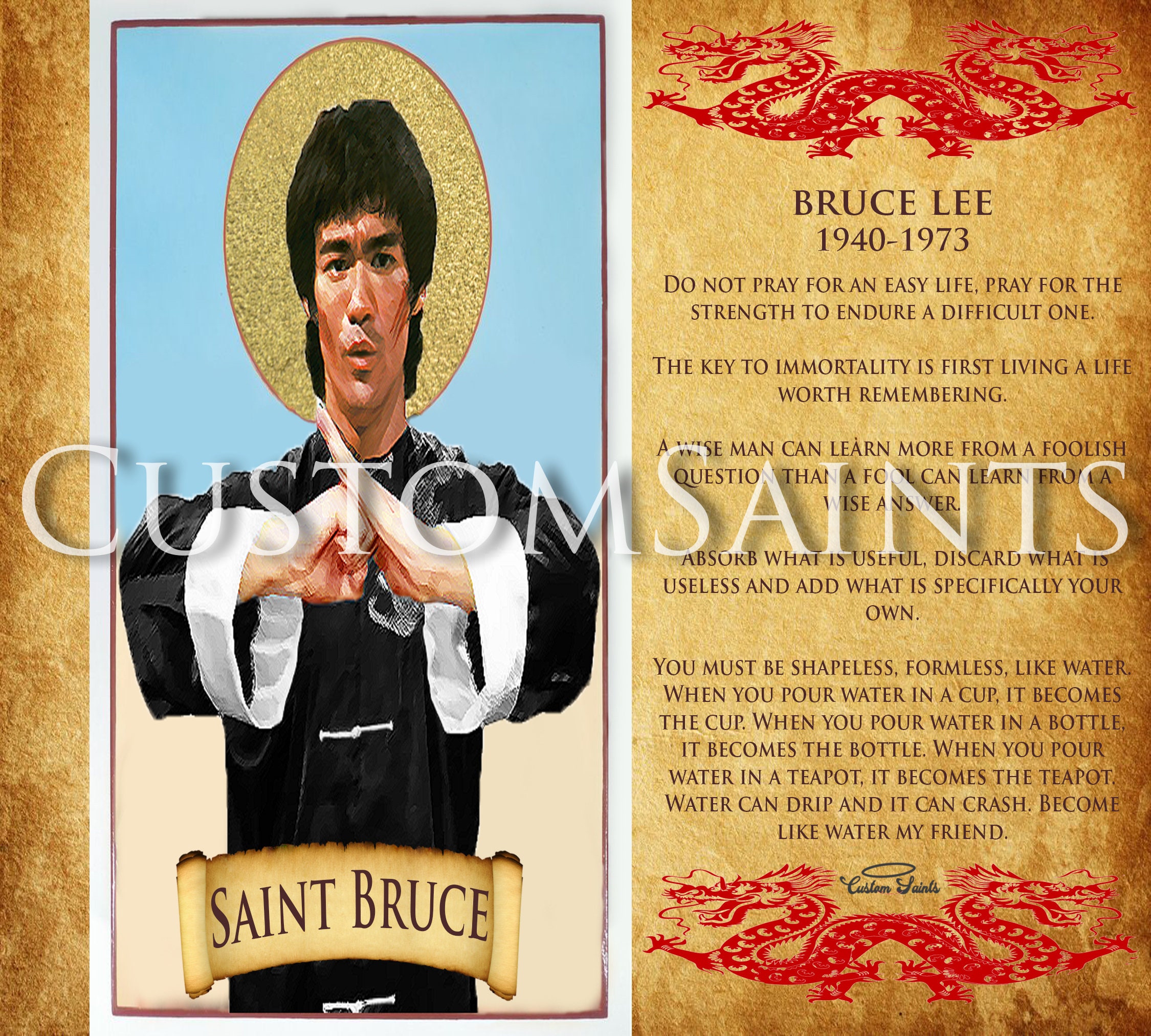 Patron Saint Of Martial Arts Saint Bruce Bruce Lee Prayer Candle | Etsy