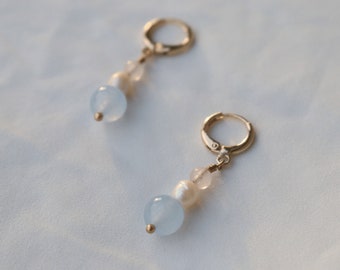 Siren Earrings | Pearl and Glass Earrings | 18K Gold Filled Earrings | Crystal Pearl Earrings | Gift For Her