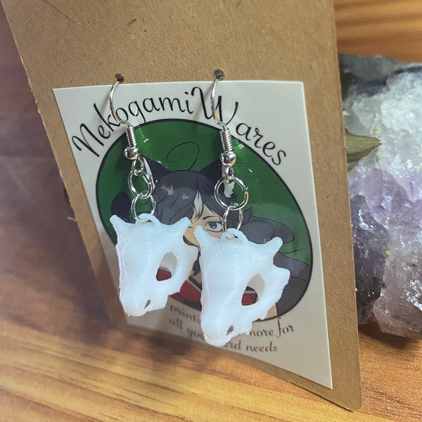 3D printed Cubone skull earrings / Pokémon earrings / necklace charm/ cubone keychain