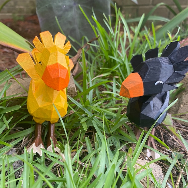 3D printed lowpoly final fantasy chocobos with or without moving neck