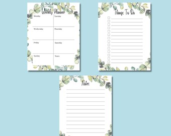 Weekly Planner To Do List and Notes | Printable PDF| US Letter 8.5 x 11 in.